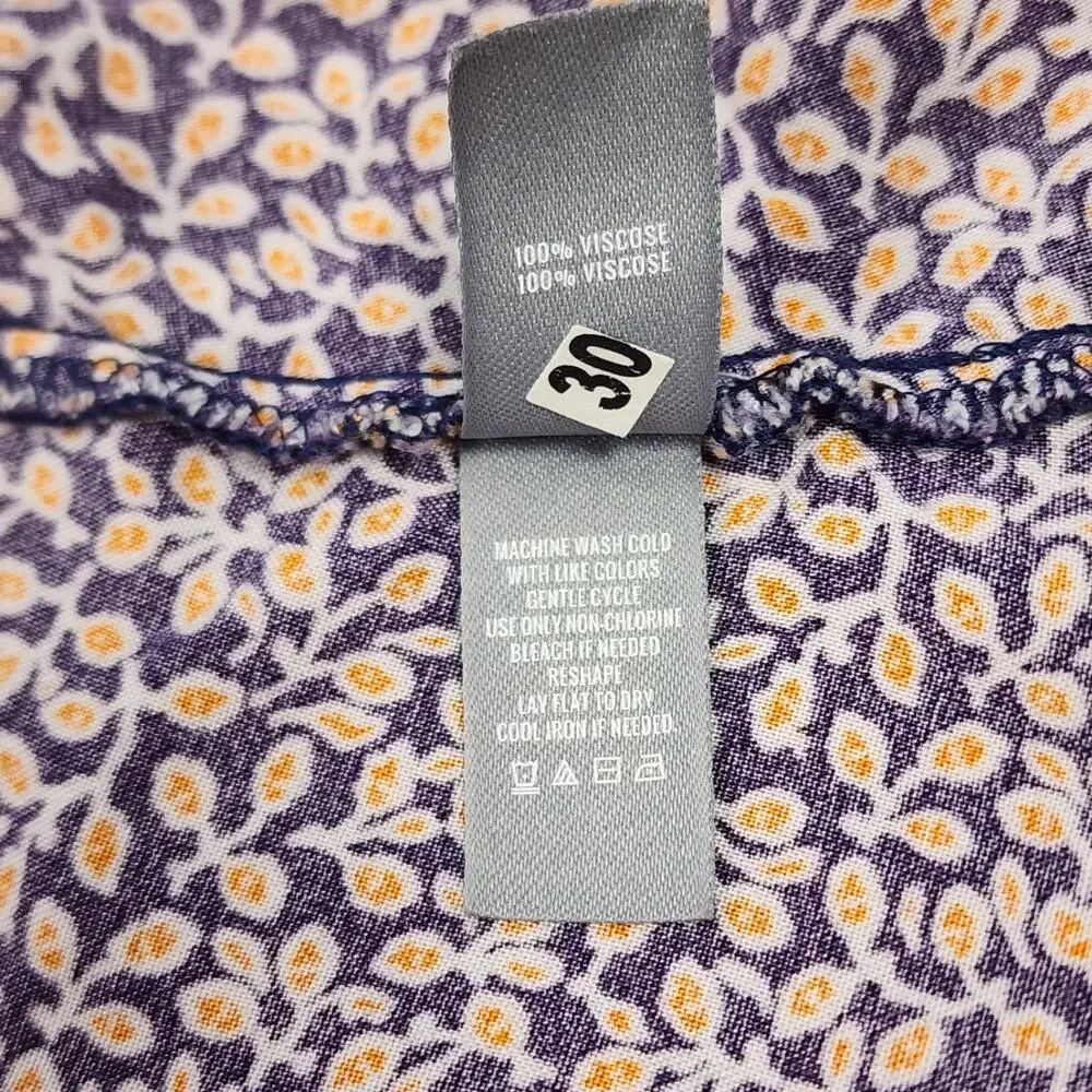 Aerie‎ Floral Wrap Dress Women's M Purple Short Sleeve Tie Waist V-Neck